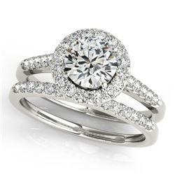 2.31 CTW Certified VS/SI Diamond 2Pc Wedding Set Solitaire Halo 14K White Gold - REF-582T9X - 30792