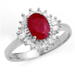 1.55 CTW Ruby & Diamond Ring 18K White Gold - REF-47R8K - 13206