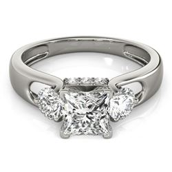 1.35 CTW Certified VS/SI Princess Cut Diamond 3 Stone Ring 18K White Gold - REF-238Y2N - 28032