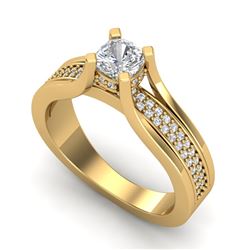 1.01 CTW Cushion Cut VS/SI Diamond Micro Pave Ring 18K Yellow Gold - REF-200T2X - 37162