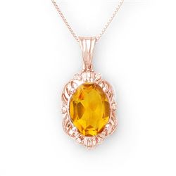 5.80 CTW Citrine & Diamond Necklace 10K Rose Gold - REF-44Y9N - 10651