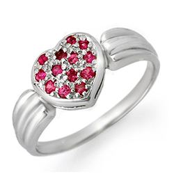 0.40 CTW Pink Sapphire Ring 18K White Gold - REF-38T2X - 13646