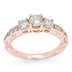 0.95 CTW Certified VS/SI Diamond Ring 14K Rose Gold - REF-129X5T - 11915