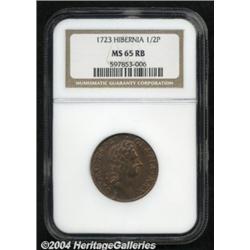 1723 1/2P Hibernia Halfpenny MS65 Red and
