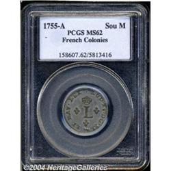 1755-A SOU M French Colonies Sou Marque MS62