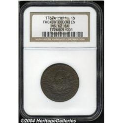 1767-A 9DEN French Colonies Copper Sou MS62