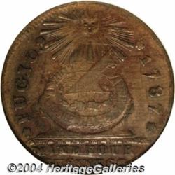 1787 1C Fugio Cent, Club Rays, Rounded Ends