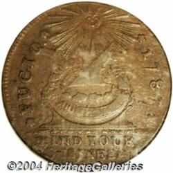 1787 1C Fugio Cent, Club Rays, Rounded Ends