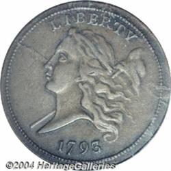 1793 1/2 C XF40 PCGS. B-1, C-1, High R.3.