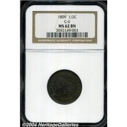 1809 1/2 C MS62 Brown NGC. B-6, C-6, R.1.