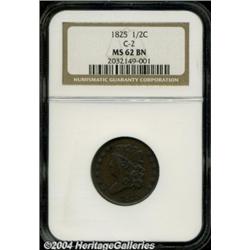 1825 1/2 C MS62 Brown NGC. B-2, C-2, R.1.