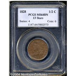 1828 1/2 C 13 Stars MS64 Brown PCGS. B-2, C-3,