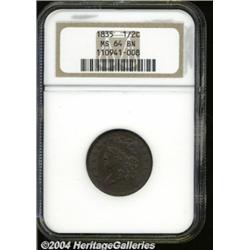 1835 1/2 C MS64 Brown NGC. B-2, C-2, R.1.