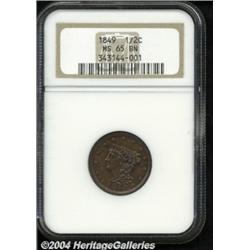 1849 1/2 C Large Date MS65 Brown PCGS. B-4,
