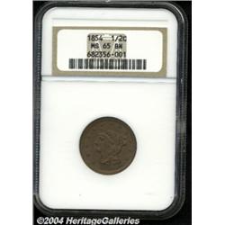 1854 1/2 C MS65 Brown NGC. B-1, C-1, R.1.