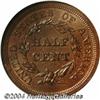 Image 2 : 1857 1/2 C MS65 Brown NGC. B-1, C-1, R.2. An