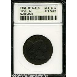 1794 1C Head of 1794--Corroded--ANACS. Fine