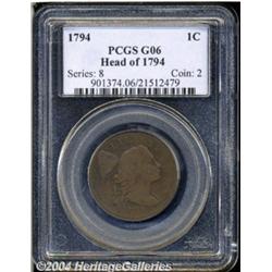 1794 1C Head of 1794 Good 6 PCGS. S-49, R.2. A