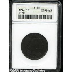 1794 1C Head of 1795 Fine 15 ANACS. S-70, Low
