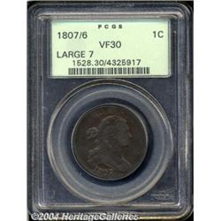 1807/6 1C Large 7 VF30 PCGS. S-273, R.1. The