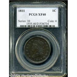 1811 1C XF40 PCGS. S-287, R.2. This "Perfect