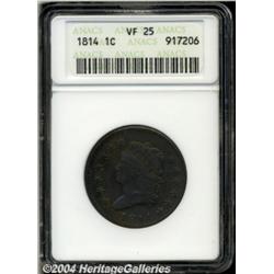 1814 1C Plain 4 VF25 ANACS. S-295, R.1. An