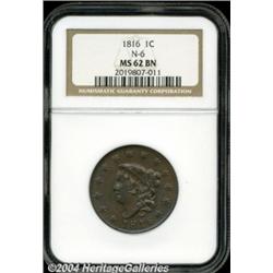 1816 1C MS62 Brown NGC. N-6, R.2. The E in