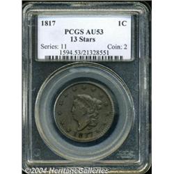 1817 1C 13 Stars AU53 PCGS. N-12, R.3. The
