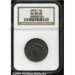 1818 1C MS64 Brown NGC. N-10, R.1. Die State B