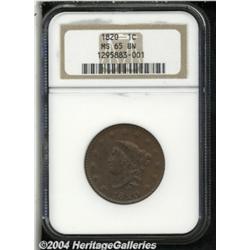 1820 1C Large Date MS65 Brown NGC. N-13, R.1.