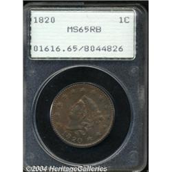 1820 1C Large Date MS65 Red and Brown PCGS.