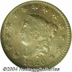 1820 1C Small Date MS64 Brown NGC. N-15, R.1.