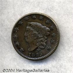 1825 1C AU50 Burnished Uncertified. N-9, High