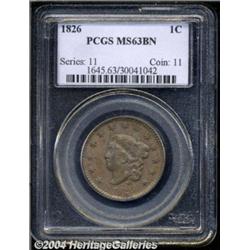 1826 1C MS63 Brown PCGS. N-5, High R.2. Die