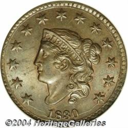 1830 1C Large Letters MS65 Brown NGC. N-3,