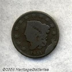 1831 1C Medium Letters Good 4 Bent, Scratched,