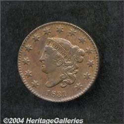 1831 1C Medium Letters AU50 Uncertified. N-11,