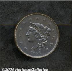 1836 1C MS60 Brown Cleaned, Retoned