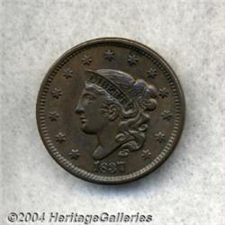 1837 1C Head of 1838 AU50 Cleaned, Retoned,