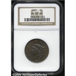 1837 1C Head of 1838 MS65 Brown NGC. N-1, R.3.