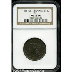 1843 1C Petite Head, Small Letters MS65 Brown