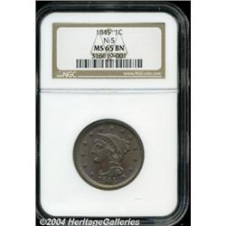 1845 1C MS65 Brown NGC. N-5, R.1. Die State A.