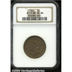 1845 1C MS65 Brown NGC. N-13, High R.2.