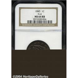 1845 1C MS64 Red and Brown NGC. N-4, R.1.