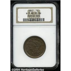 1847 1C MS65 Brown NGC. N-3, R.3. A
