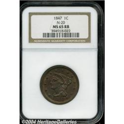 1847 1C MS65 Red and Brown NGC. N-20, R.3.