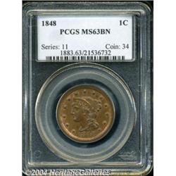 1848 1C MS63 Brown PCGS. N-10, R.3. Die State