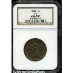 1849 1C MS62 Brown NGC. N-5, Low R.4. A