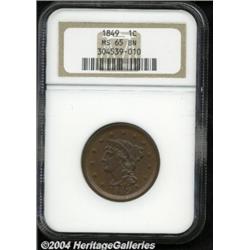 1849 1C MS65 Brown NGC. N-6, R.1. Hints of