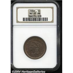 1850 1C MS65 Brown NGC. N-7, R.2. A small die